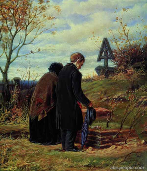 Старики - родители на могиле сына. Перов В.Г. 1874